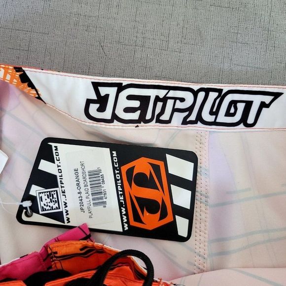 JetPilot Size 5 Bright Neon Color Block Playful Plaid Boardshorts Surf Swim Wake - Picture 6 of 6